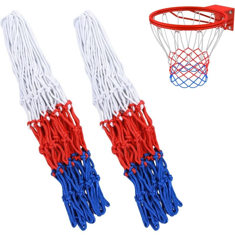 Kinsi - 2 Pièces Filet de Basket Ball en Nylon Résistant Filet Panier Basket Exterieur Adapté Aux Sports d'Intérieur en Plein Air de Terrain de Jeu