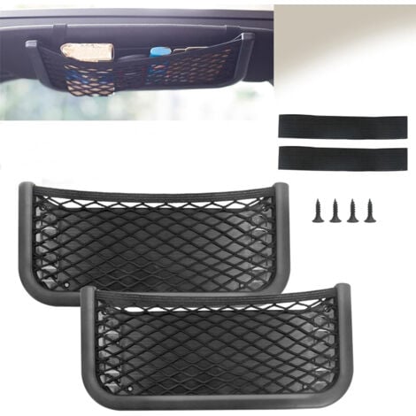 YOZHIQU 2 Pièces filet rangement ,universel multifonctionnel vide poche voiture ,auto-adhésif en filet voiture pochette stockage pour les voitures, les caravanes, les bateaux et les maisons, noir sac de rang