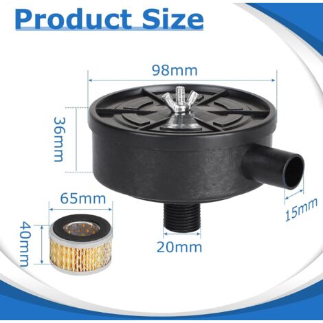 2 pièces Filtre à air comprimé 20mm 1/2 PT Filetage mâle métal avec élément de remplacement pour compresseur d'air Filtre d'admission air en métal Silencieux compresseur Accessoires compresseu
