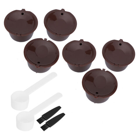 2 Pièces Filtre à Capsule de Café Réutilisable avec Cuillère et Brosse, Compatible Machines à Café DOLCE GUSTO