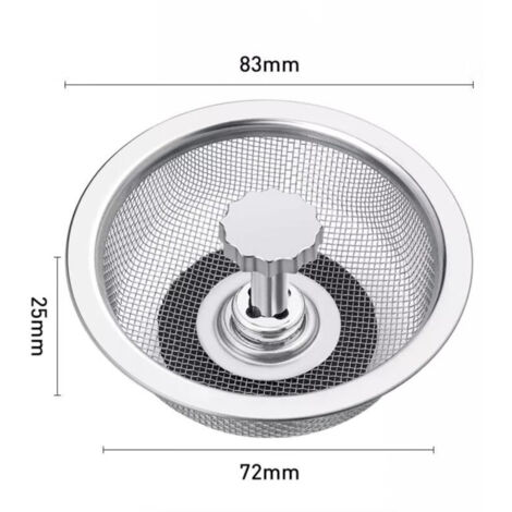 2 Pièces Filtre à évier en Acier Inoxydable Crépine Panier INOX Tamis D'évier Douche De Vidange Cuisine pour Le Bouchon Caoutchouc Réglable Hauteur