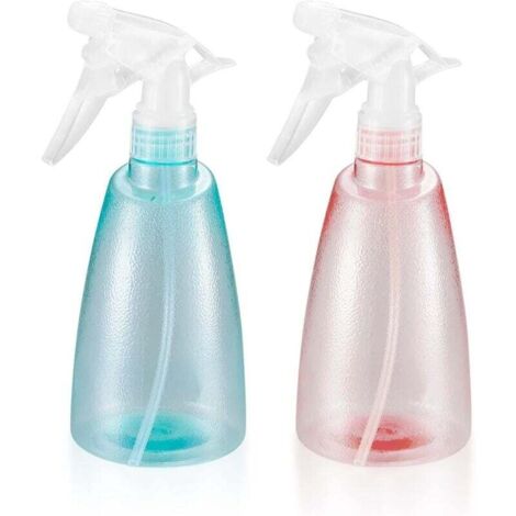 2 Pièces Flacons Pulverisateur Vide 500ML, Vaporisateur Bouteilles en Plastique, Bouteille Spray Vide, Flacon Pompe Vide pour Ménage, Jardin, Coiffeur, Plantes, Fleurs - Rose/Vert