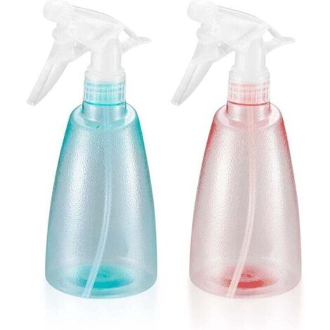 2 Pièces Flacons Pulverisateur Vide 500ML, Vaporisateur Bouteilles en Plastique, Bouteille Spray Vide, Flacon Pompe Vide pour Ménage, Jardin, Coiffeur, Plantes, Fleurs - Rose/Vert