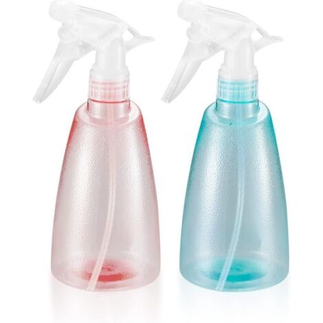 2 Pièces Flacons Pulverisateur Vide 500ML, Vaporisateur Bouteilles en Plastique, Spray, Flacon Pompe pour Ménage, Jardin, Coiffeur, Plantes, Fleurs - Rose/Vert