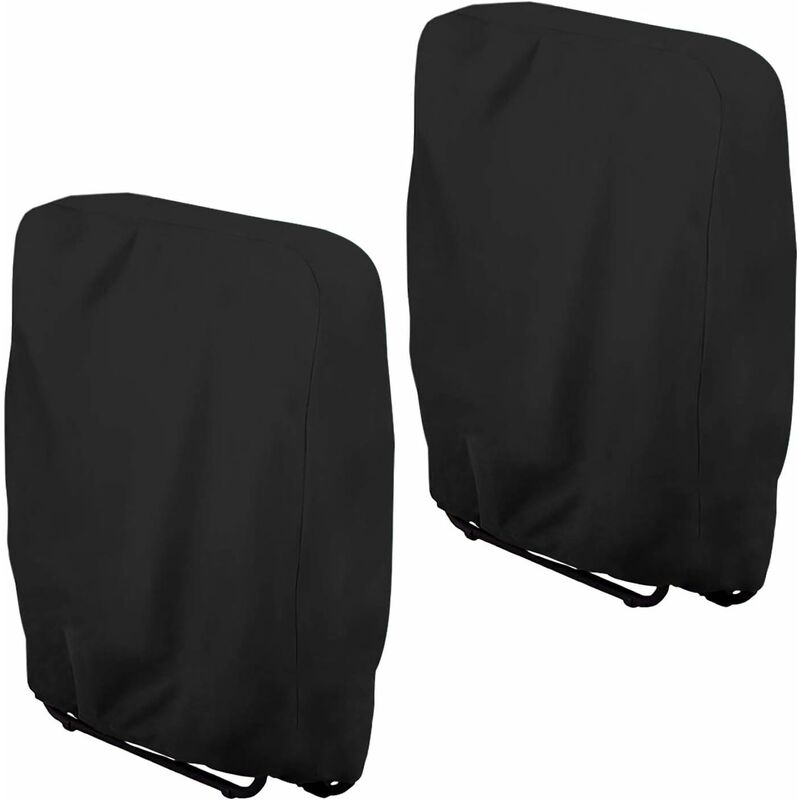 2 Pieces Folding Recliner Protective Cover (Black, 94x34x110cm), Garden Folding Chair Windscreen, Garden Recliner Cover