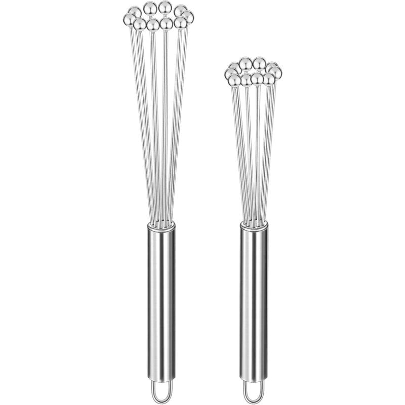 2 Pièces Fouet à Bille en Acier Inoxydable Fouet à Oœufs Métalliques Kit de Fouets de Cuisine pour Cuisiner, Mélanger, Fouetter, Battre, Remuer (10