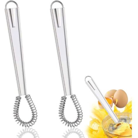 2 Pièces Fouet Cuisine Acier Inoxydable, Mini Fouet Cuisine, Fouet à Spirale, Mélangeur de Sauce à Main, pour Mélanger/Fouetter Les Ustensiles de Cuisine et Les Accessoires de Cuisson Ensemble