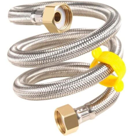 2 Pièces G 1/2" x G 1/2" Tuyau Flexible Tressé en Acier Inoxydable Tuyau de Plomberie d'Eau pour Salle de Bains Robinets de Toilettes Évier de Cuisine Tuyaux d'Entrée d'Eau 150cm