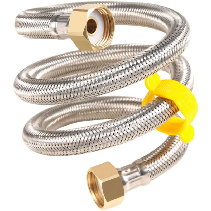 2 Pièces g 1/2' x g 1/2' Tuyau Flexible Tressé en Acier Inoxydable Tuyau de Plomberie d'Eau pour Salle de Bains Robinets de Toilettes Évier de