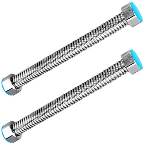 2 Pièces G1/2" x G1/2" Tuyau de Vidange Ondulé en Acier Inoxydable, pour Chauffe-eau Connecteur Plomberie Salle de Bain Tuyau Tube D'eau Chaude, 10CM