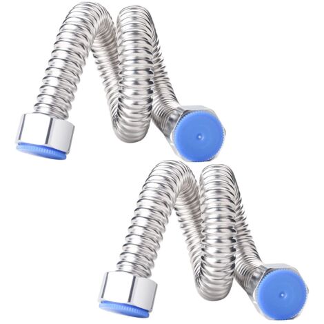 2 Pièces G1/2" x G1/2" Tuyau de Vidange Ondulé en Acier Inoxydable, pour Chauffe-eau Connecteur Plomberie Salle de Bain Tuyau Tube D'eau Chaude, 20CM