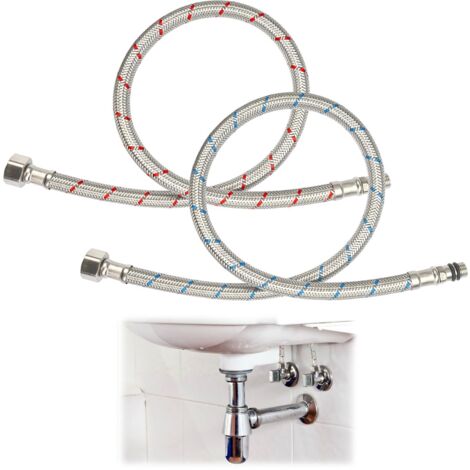2 Pièces G3/8 x M10 Tuyaux de Raccordement Flexibles Robinets, 50CM Tressé Acier Inoxydable Rallonge Lavabo Tubes, Tuyau Flexible Pour Robinet, Tuyau Blindé Tuyaux de Raccordement, pour Cuisine, Bain