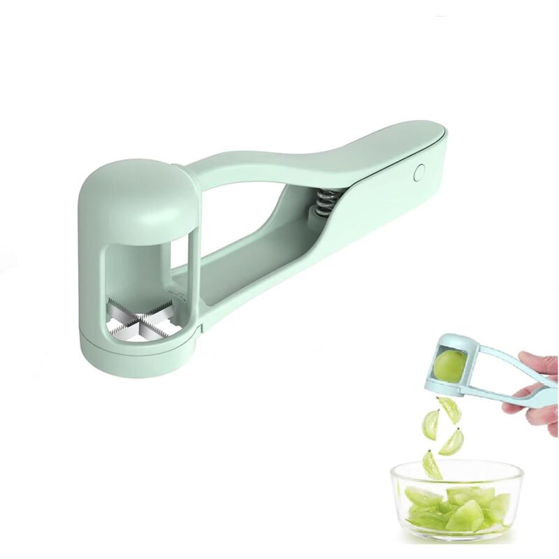 2 pièces Gadget de Trancheur Bleu Fruit Slicers Pressé Main Coupeur de Raisins Complète Rapidement Tranchage Quarts, pour Raisins, Tomates, Cerises