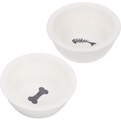 2 pièces Gamelles Céramiques pour Animaux Bols Doubles pour Chiots et Chats