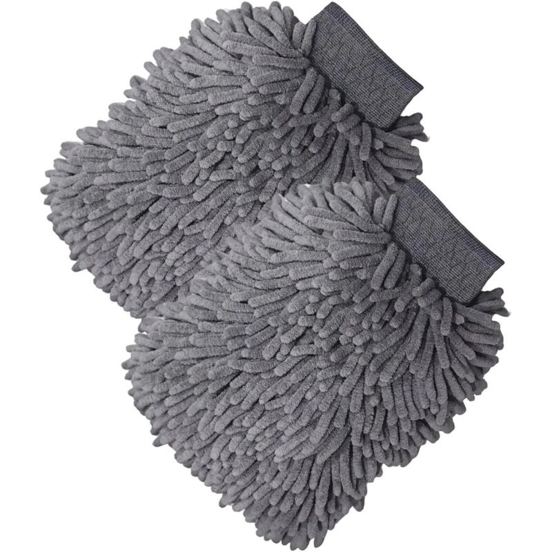 2 Pièces Gant Lavage Voi ture,Gants de Toilette en Microfibre Chenille pour voitu re,Gant de Lavage Microfibre Chiffon de Nettoyage de Luxe pour la