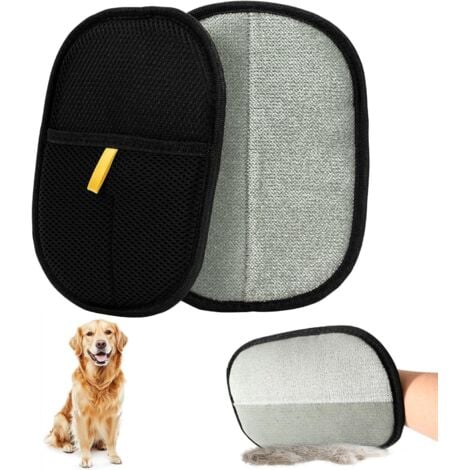 LABLANC 2 Pièces Gant Poil Chat, Double Face Brosse Poils Animaux, Réutilisable Brosse Anti Poils Animaux pour Lavage DémêLage Et Toilettage, Gant Brosse Chat pour Canapé Meubles Tapis Siège Auto