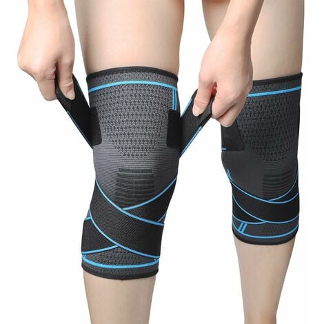 2 Pièces Genouillère, Genouillère Élastique Réglable, Genouillère de Compression Sports, Genouillère Rotulienne et Ligamentaire, Genouillère Arthrose Genou, Respirant et Unisexe (L)