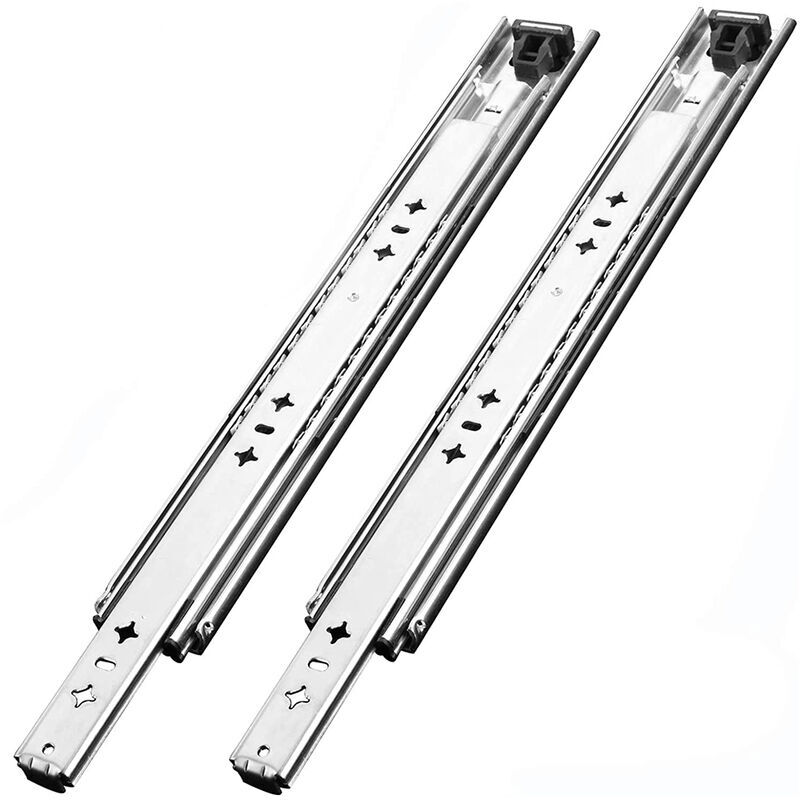 Lot De 2 Rails Coulissants Pour Tiroir – Fermeture Douce, En Métal Argenté, Pour Meuble
