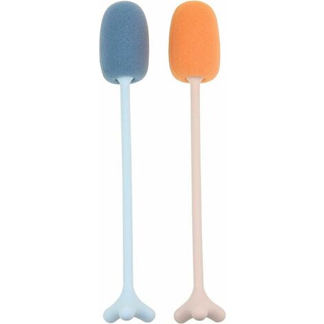2 Pièces Goupillon Éponge Bouteille Goupillons de Nettoyage avec Long Manche Brosse à Récurer Brosses à Bouteille d'eau pour Cuisine Mam Bébé Biberon Tasses Bouilloire Verre à Vin