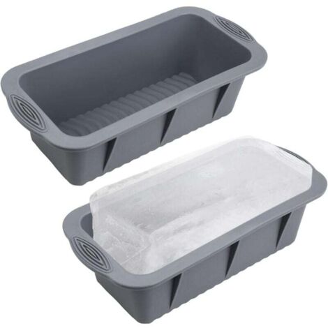 2 Pièces Grande Moule Bloc Glace, Bac à Glaçons Bloc Silicone Gris 2,1 kg Réutilisable Très Grande Moule à Glaçons pour Congélateur Bain de Glace Plongée Froide ou Refroidisseurs