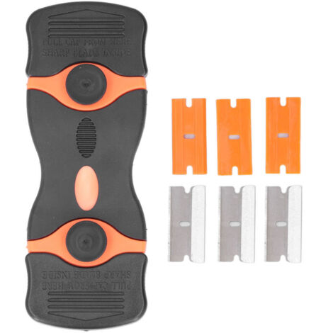2 Pièces Grattoir 2 en 1 avec Lames Métal/Plastique ABS pour Nettoyage (Noir Orange)