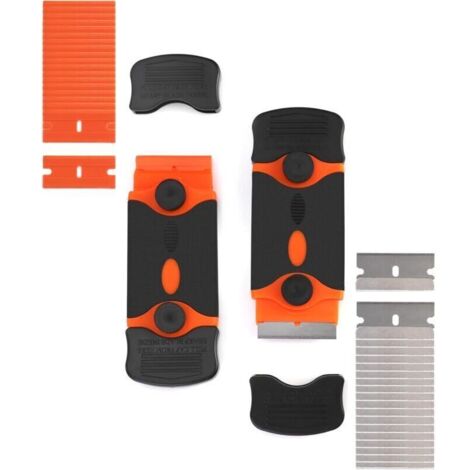 2 Pièces Grattoir vitrocéramique avec 20 lames en acier inoxydable et 20 lames en plastique pour fenêtres, carreaux, miroirs et vitres de voiture