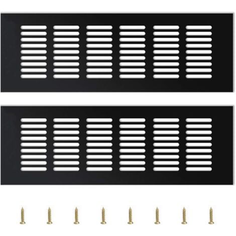 2 Pièces Grille Daération Extérieure,Grille Aeration Aluminium Grille Daération Extérieure Grille Aeration Reglable,Noir