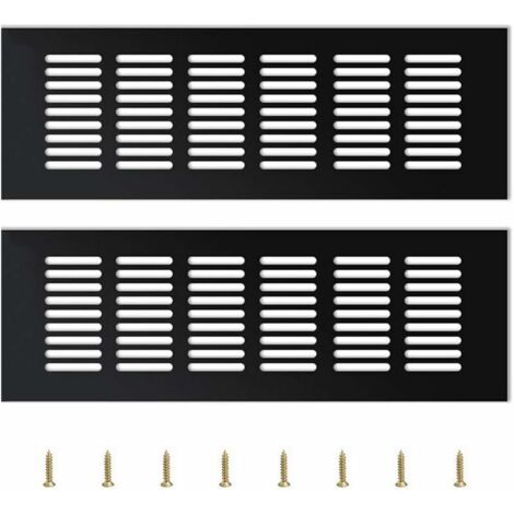 2 Pièces Grille Daération Extérieure,Grille Aeration Aluminium Grille Daération Extérieure Grille Aeration Reglable,Noir