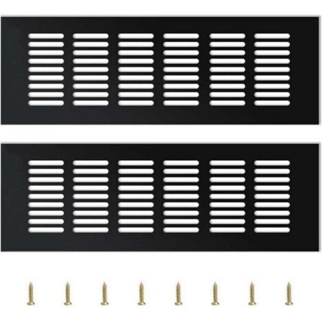2 Pièces Grille Daération Extérieure,Grille Aeration Aluminium Grille Daération Extérieure Grille Aeration Reglable,Noir