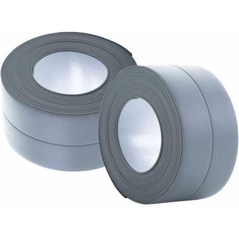 (2 pièces gris)Plinthe souple - Bande d'extrémité pour cuisine et salle de bain 22 mm 3,2 m, joint auto-adhésif, bande pliante flexible,