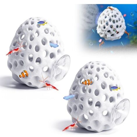 2 Pièces Grotte Crevettes Aquarium, 7 8cm Cachette Crevettes, Maison pour Crevettes avec Ventouses, Tunnel Aquarium Cachette, Décoration Aquarium Grotte pour Petits Poissons,Guppys (Blanc)