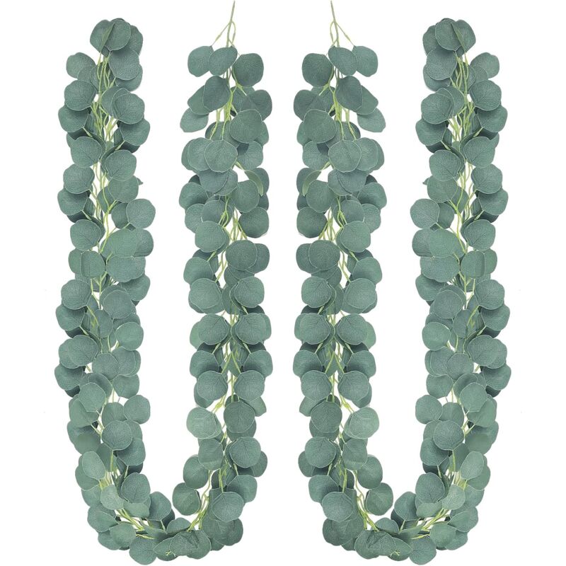 2 Pièces Guirlande vignes artificielles Couronne Eucalyptus, 1.8M 146 Eucalyptus Feuilles, Plante Artificielle Couronne d'eucalyptus, pour Mariage,