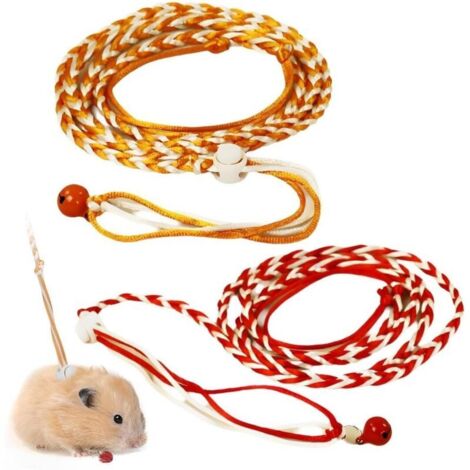 2 pièces harnais cochon d'inde pour hamster Nylon Laisse pour animaux de compagnie Corde de marche avec sonnette-2M