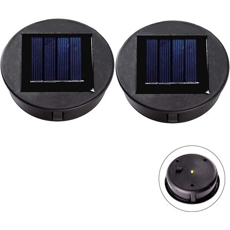 2 Pièces Haut de remplacement Lumière solaire pour Lantern Panneau solaire Couvercle de lumière avec une ampoule LED,Lanterne solaire bricolage pour décor de jardin extérieur