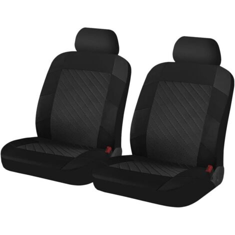 2 Pièces Housse Auto en Tissu pour Deux Sièges Avant, Housse De Siège Auto Antidérapante Anti-Sueur, Universel Siège Avant S'adaptant à La Plupart des Voitures Ourlets Élastiques(Noir)
