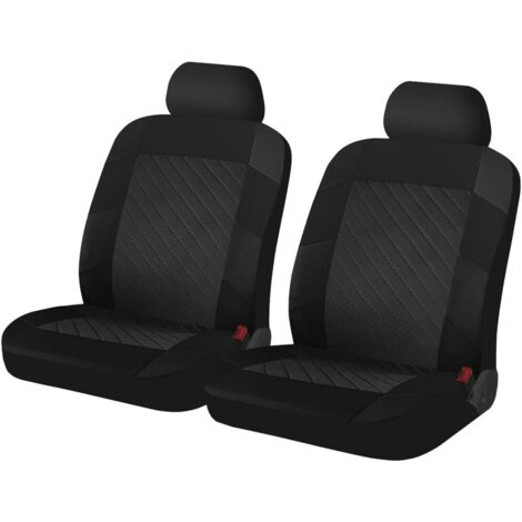 2 Pièces Housse Auto en Tissu pour Deux Sièges Avant, Housse De Siège Auto Antidérapante Anti-Sueur, Universel Siège Avant S'adaptant à La Plupart des Voitures Ourlets Élastiques(Noir)
