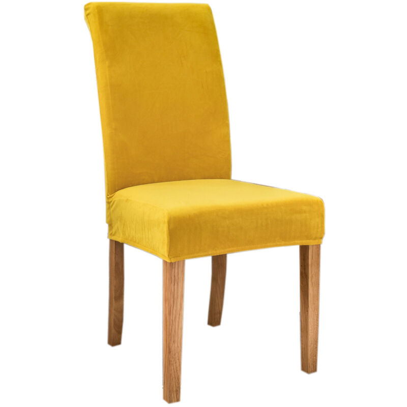 Shining House - 2 Pièces Housse de chaise, bande élastique, grande chaise de salle à manger en velours pour dames, chaise de restaurant, hôtel, fête,