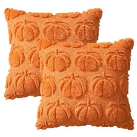 2 Pièces Housse de Coussin Halloween,Citrouille Orange Taies d'oreiller pour Canapé Salon Maison Extérieur Fête Décoration,45x45cm