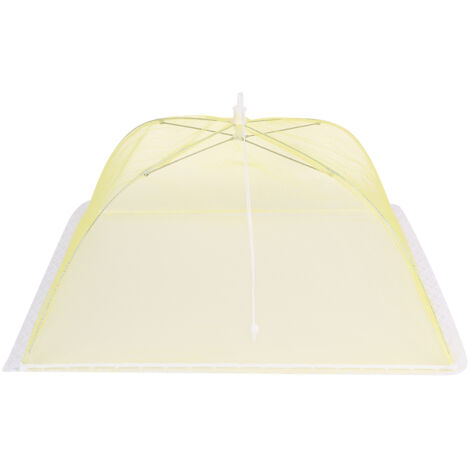 2 Pièces Housse de Nourriture en Maille Lavable, Parapluie de Table Pliant pour Cuisine Jaune 43x43cm