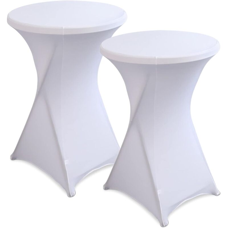2 pièces Housse de Table Ronde Extensible, 80110cm Housse Mange Debout pour Mariage Hôtel Restaurant Table de Brasserie Haute de Bistrot Jardin