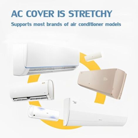 2 pièces Housse Élastique Climatiseur, Coque de Protection Climatiseur Couvre, Intérieur Couvercle du Climatiseur, Cache-Poussière Air Conditionné (Universel,Blanc)