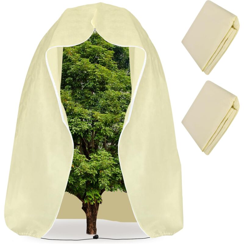2 Pièces Housse Hivernage Palmier - 200x200cm Voile Hivernage Grande Taille - Housse Hivernale pour Plante Extérieure, Cordon de Serrage et Zipper,