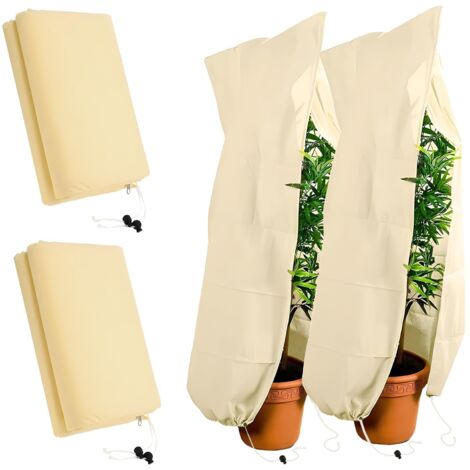 2 Pièces Housse Hivernage Plante, 120x180 cm Housses de Protection Contre Le Gel, 80g/m Voile Hivernage Plante Exterieur avec Fermeture éclair et Cordon, Toile Hivernage Plante Réutilisable