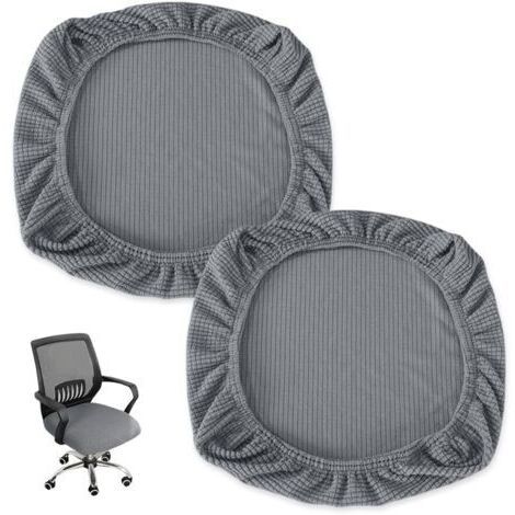 2 Pièces Housse Tabouret Rond, Extensible pour Chaise de Salle à Manger, Pivotant de Bar, Protege Siege Bureau, Lavable,Gris