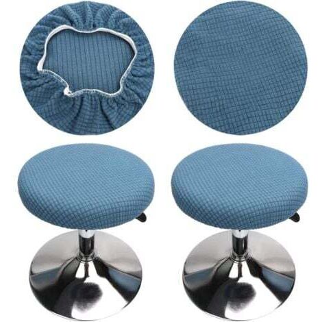 2 Pièces Housse Tabouret Rond(Bleu),  Housse Tabouret de Bar Rond, Lavable Facile d'entretien Doux et Durable, pour Tabouret 30-40cm