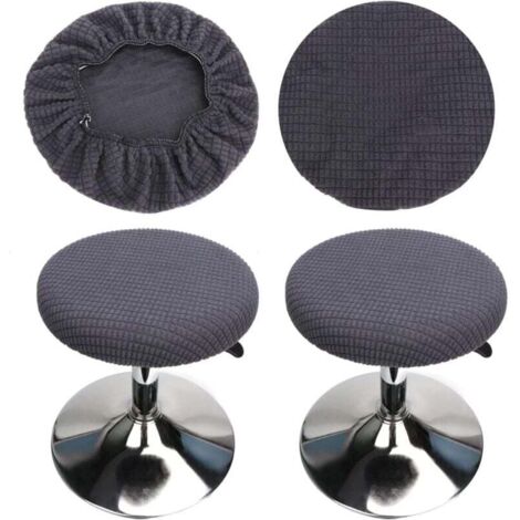 2 Pièces Housse Tabouret Rond(Gris), Housse Tabouret de Bar Rond, Lavable Facile d'entretien Doux et Durable, pour Tabouret 30-40cm