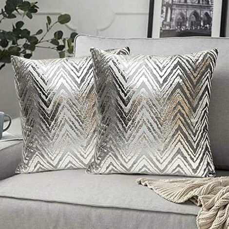 2 Pieces Housses de Coussin Taie d'oreiller Modernes Style Protege Oreiller Decoration Maison Salon Chambre pour Canapé Chaise de Burea Taille 45 x45 cm,Argent