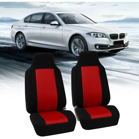 2 pièces Housses de Siège Auto Haute Protection avec Ceinture Intégrée (Rouge et Noir)
