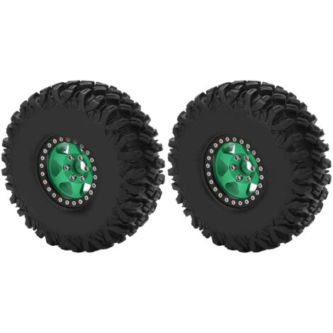 2 pièces Jantes 1.9 Pouces 120mm avec Pneus pour Axial SCX10, D90, F350 - Pièces Amélioration Voiture RC 1/10 Vert Noir