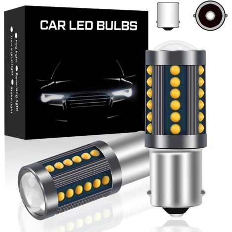 2 pièces jaune BA15S ampoules clignotant LED P21W, 1156 ampoule de clignotant 36SMD mise à niveau des puces COB 500LM LED clignotants avant arrière pour véhicule automobile 12V